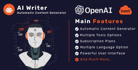 AI Writer SaaS 1.0 – Powerful Automatic Content Generator Tools & Writing Assistant