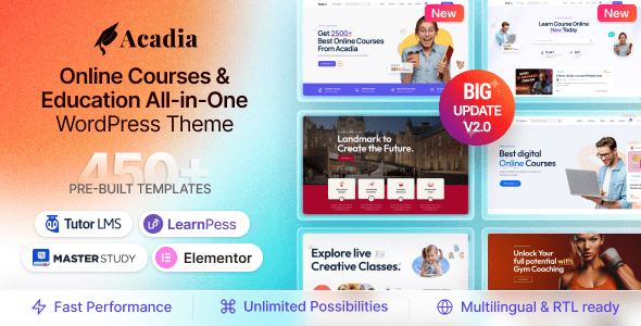 Acadia 3.0.4 – Education WordPress Theme For University & Online Course