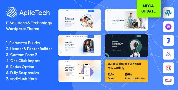 Agiletech 1.0.2 – IT Solutions Service Technology Saas Software Startup WordPress Theme