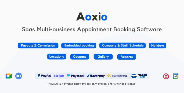 Aoxio 2.2 – SaaS Multi-Business Service Booking Software