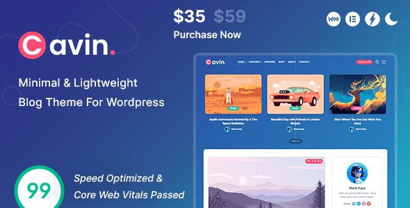 Cavin 1.5 – Minimal & Lightweight WordPress Blog Theme