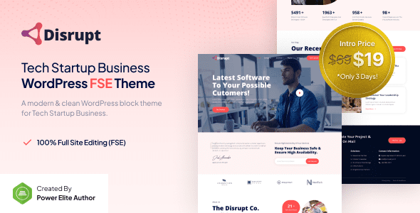Disrupt 1.0 – Tech Startup Business FSE WordPress Theme
