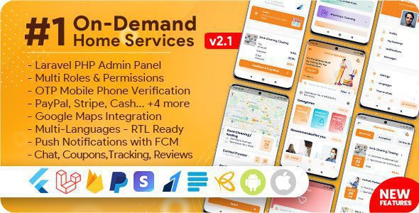 On-Demand Home Services, Business Listing, Handyman Booking with Admin Panel 3.0