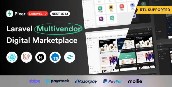 Pixer 6.8.0 – React Laravel Ecommerce Multivendor Digital Marketplace