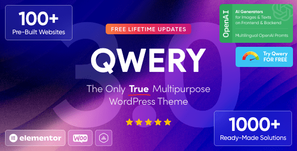 Qwery 3.6.1 – Multi-Purpose Business WordPress & WooCommerce Theme + ChatGPT