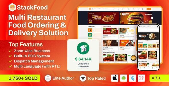 StackFood Multi Restaurant 7.6 – Food Delivery App with Laravel Admin and Restaurant Panel