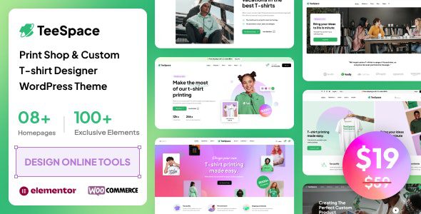 TeeSpace 1.6.6 – Print Custom T-shirt Designer WordPress Theme