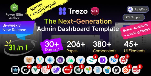 Trezo 4.1 – Tailwind, Bootstrap, Material, React, Angular, Vue, Laravel ASP.net Admin Dashboard Template
