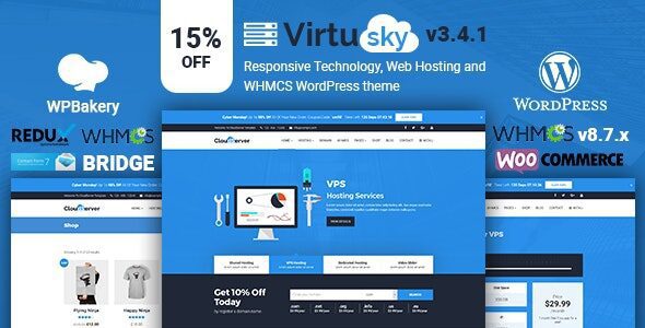 VirtuSky 3.4.1 – Responsive Web Hosting and WHMCS WordPress Theme