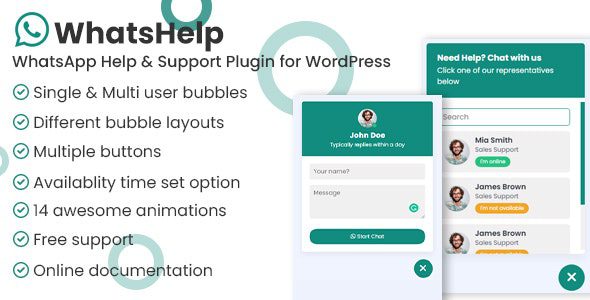 WhatsApp Chat Support Pro 3.1.4 – WordPress Plugin